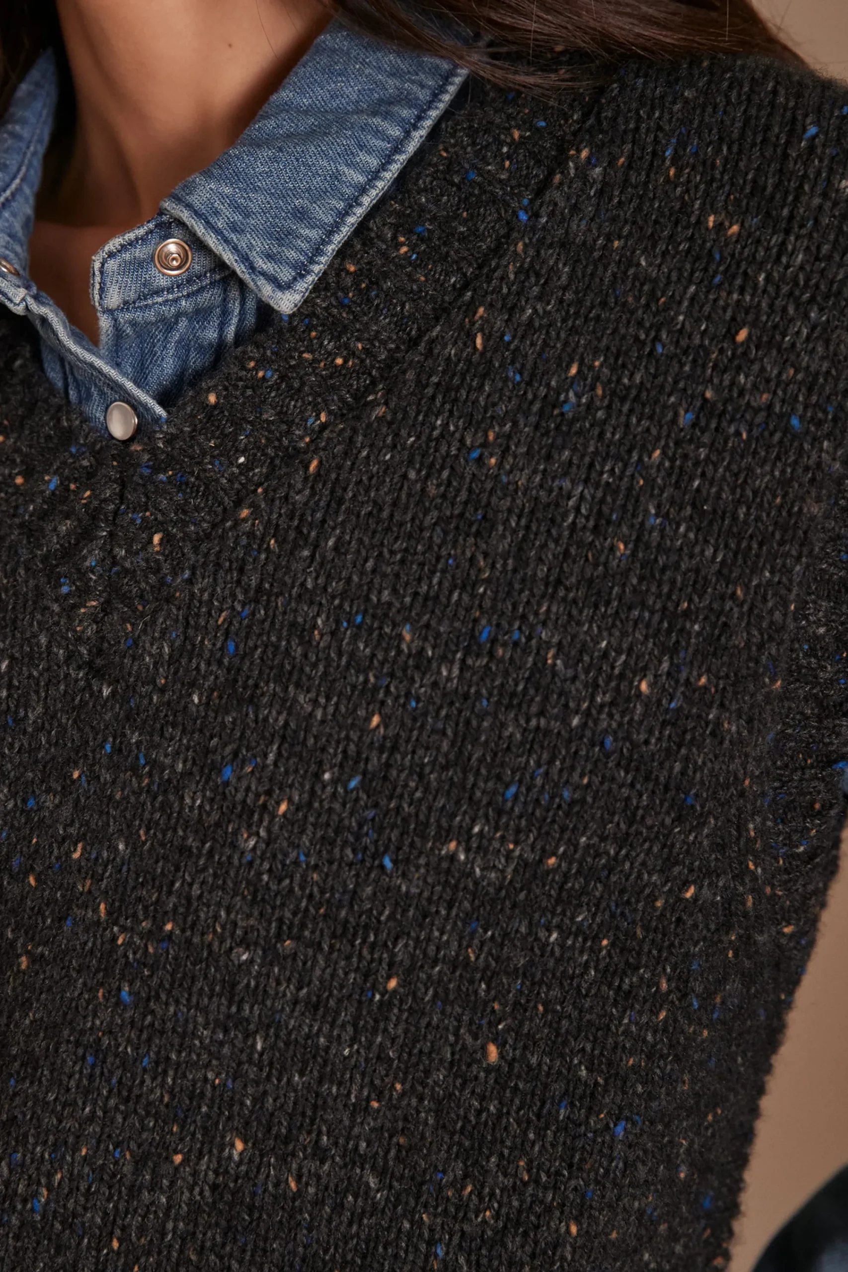 Maison 123 Pulls Sans Manches>Pull en laine sans manches CYBILLE ANTHRACITE
