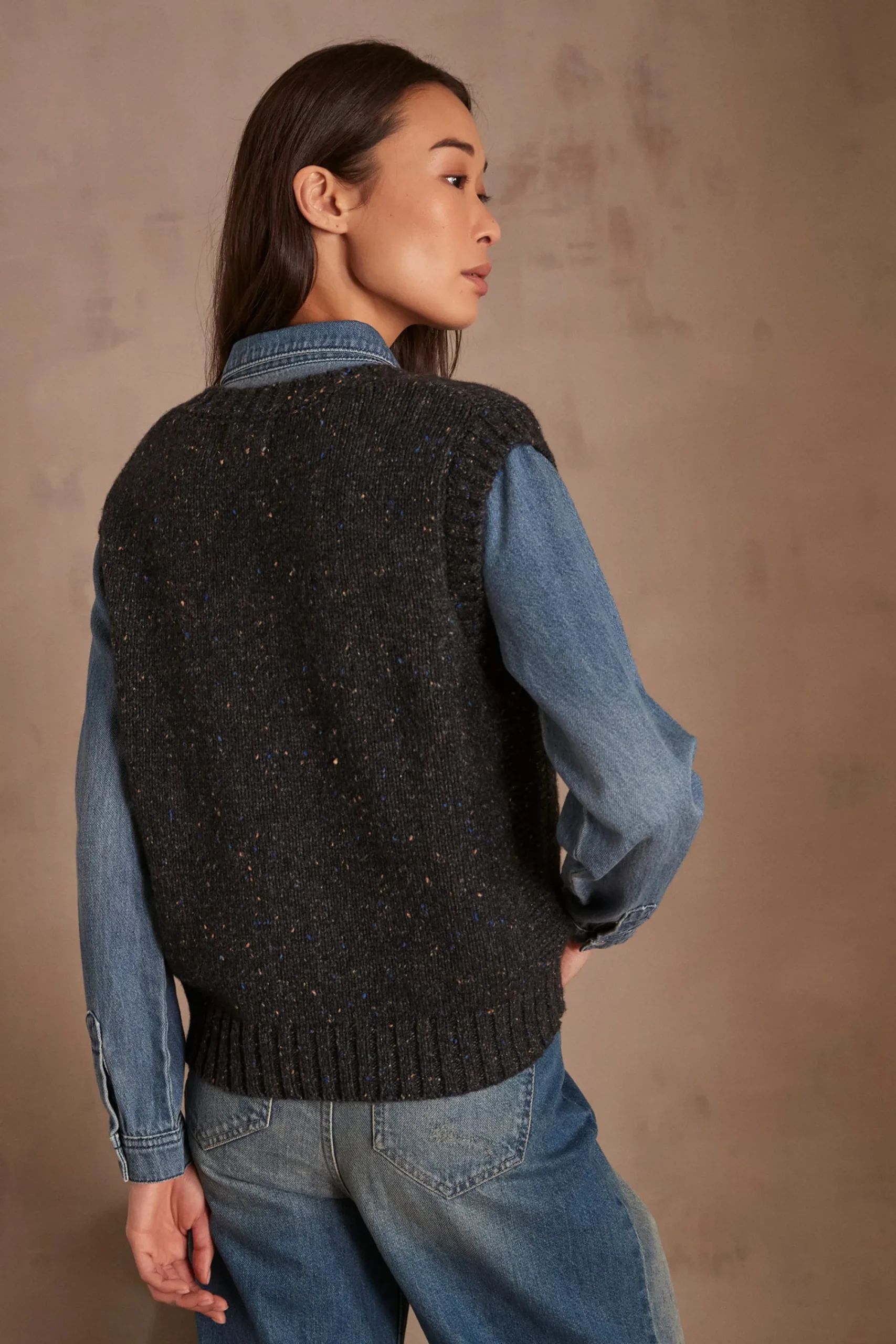 Maison 123 Pulls Sans Manches>Pull en laine sans manches CYBILLE ANTHRACITE