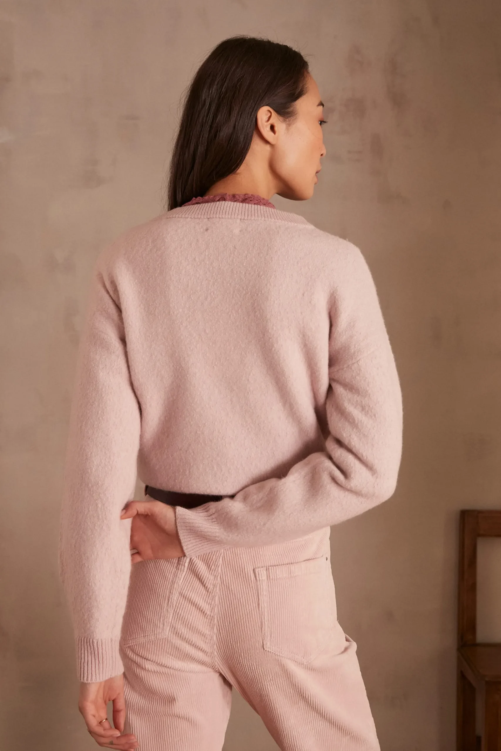 Maison 123 Pulls Col Rond>Pull en laine SULLY MAUVE PALE