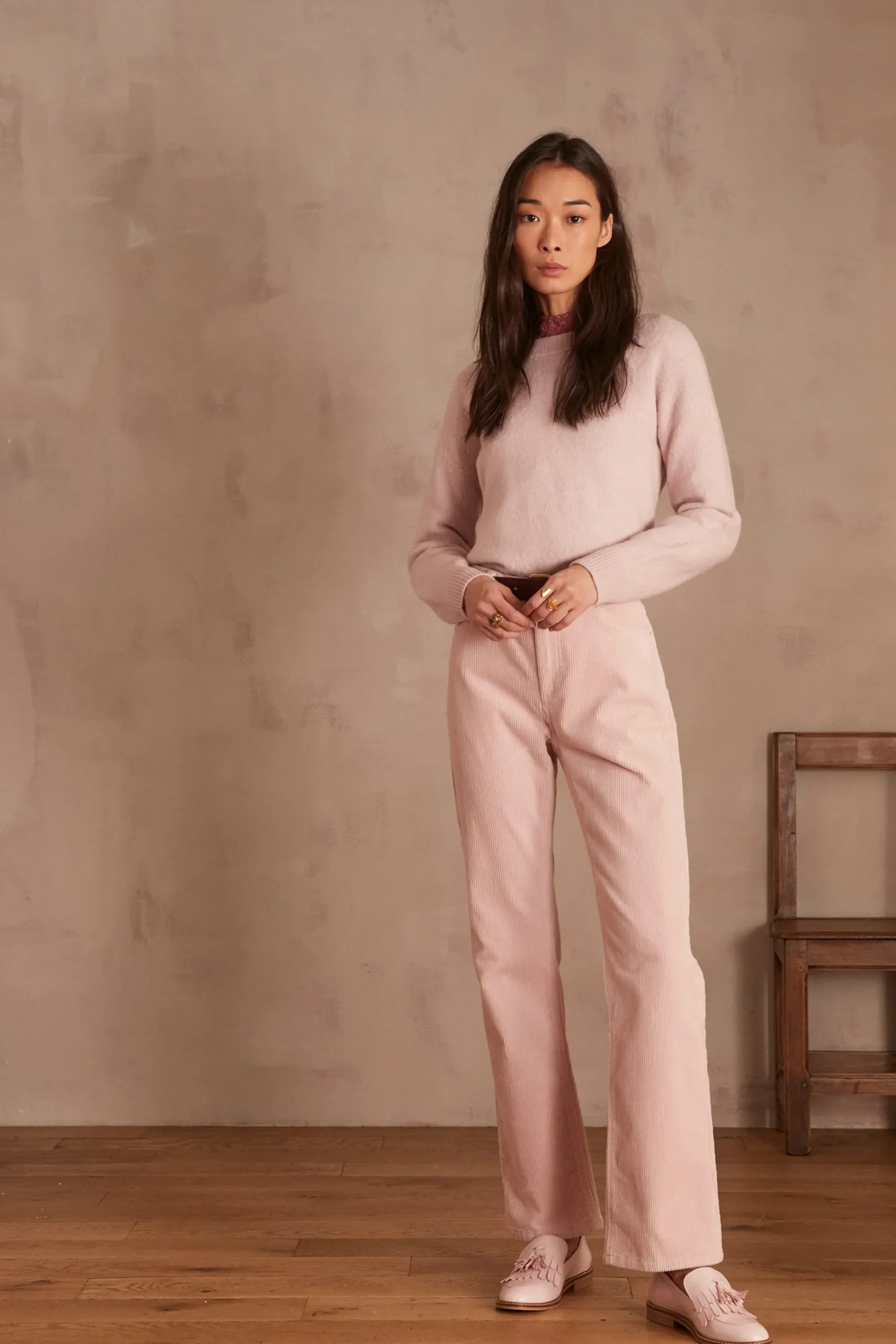 Maison 123 Pulls Col Rond>Pull en laine SULLY MAUVE PALE