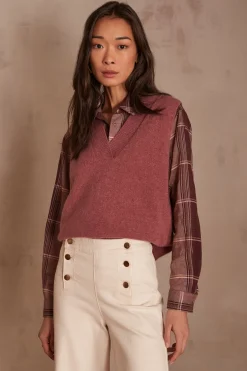 Maison 123 Pulls Sans Manches>Pull sans manches ARISTIDE ROSE FONCE