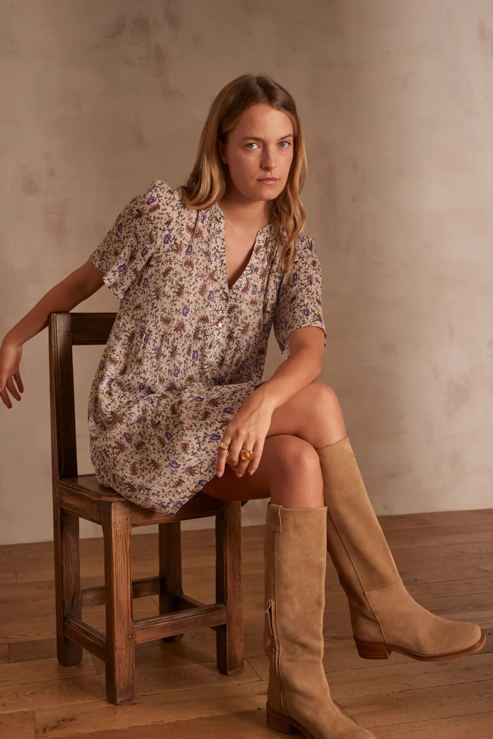 Maison 123 Robes Courtes|Robes Imprimées>Robe ALBANE NATUREL