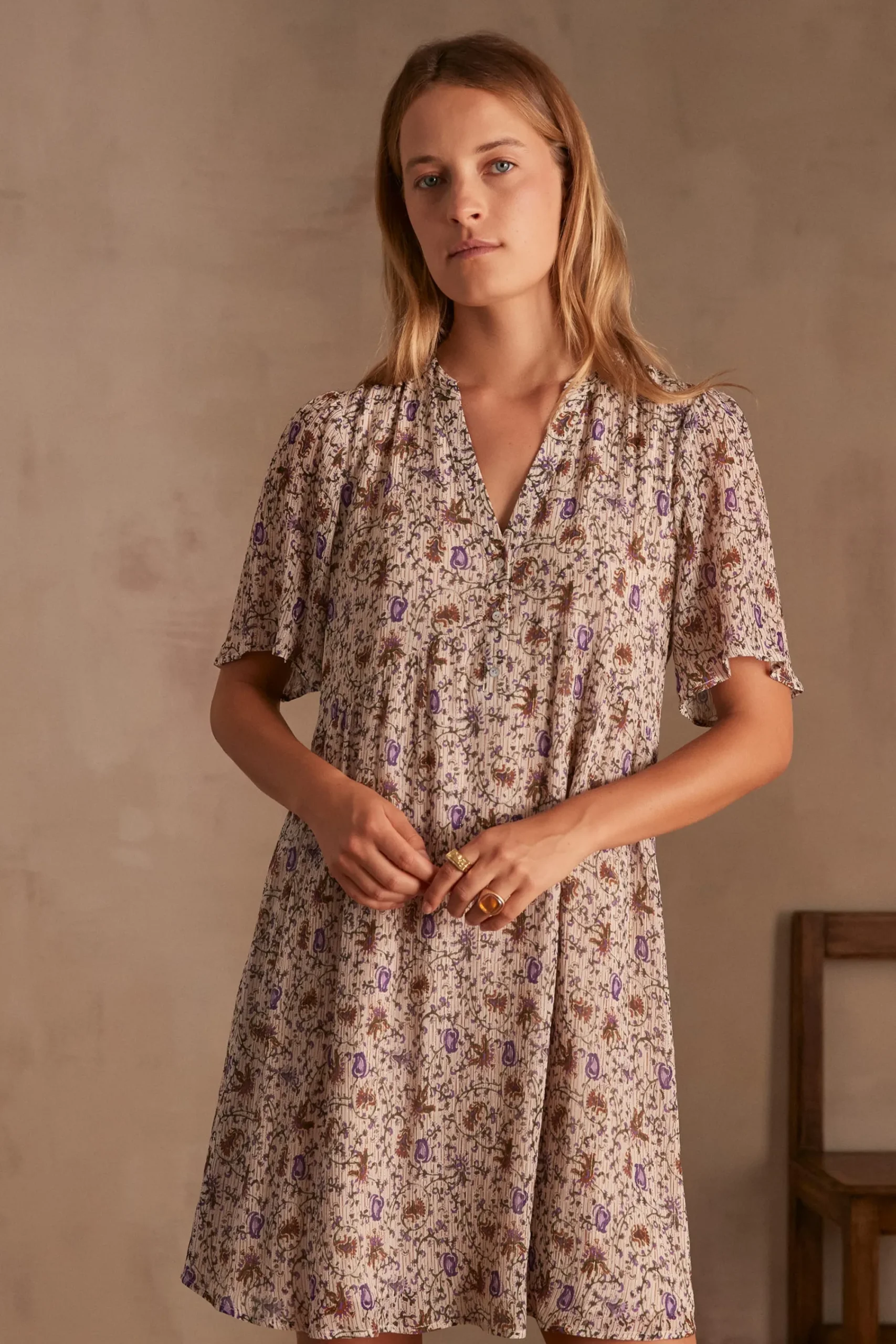 Maison 123 Robes Courtes|Robes Imprimées>Robe ALBANE NATUREL