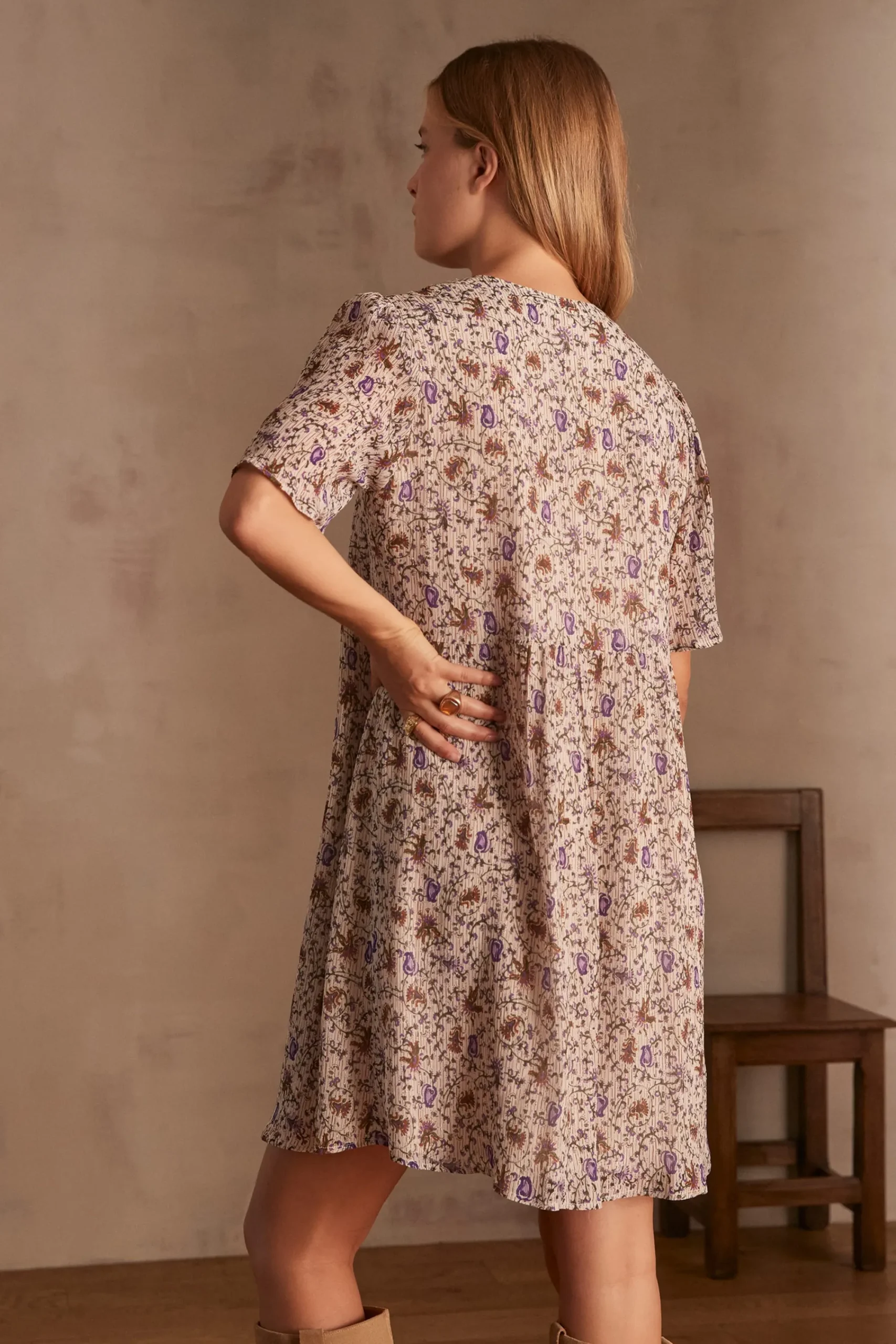 Maison 123 Robes Courtes|Robes Imprimées>Robe ALBANE NATUREL