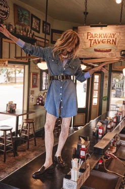 Maison 123 Robes Longues|Robes Fluides>Robe en jean MERCY DELAVE CLAIR