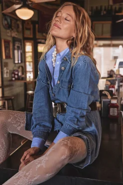 Maison 123 Robes Longues|Robes Fluides>Robe en jean MERCY DELAVE CLAIR