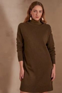 Maison 123 Robes En Maille|Robes Colorées>Robe en laine LINA KAKI