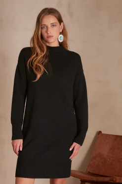 Maison 123 Robes En Maille|Robes Noires>Robe en laine MARIA NOIR
