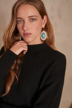 Maison 123 Robes En Maille|Robes Noires>Robe en laine MARIA NOIR