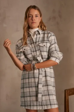 Maison 123 Robes Courtes|Robes Fluides>Robe-chemise MAUD GRIS PALE