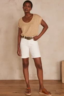 Maison 123 Jeans Blancs>Short ALMA Produit labellisé We Care mettant en avant l'utilisation de matières plus responsables et la valorisation de la production locale BLANC