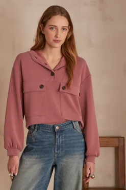 Maison 123 Voir Tout|T-Shirts À Manches Longues>Sweat CADIX ROSE FONCE