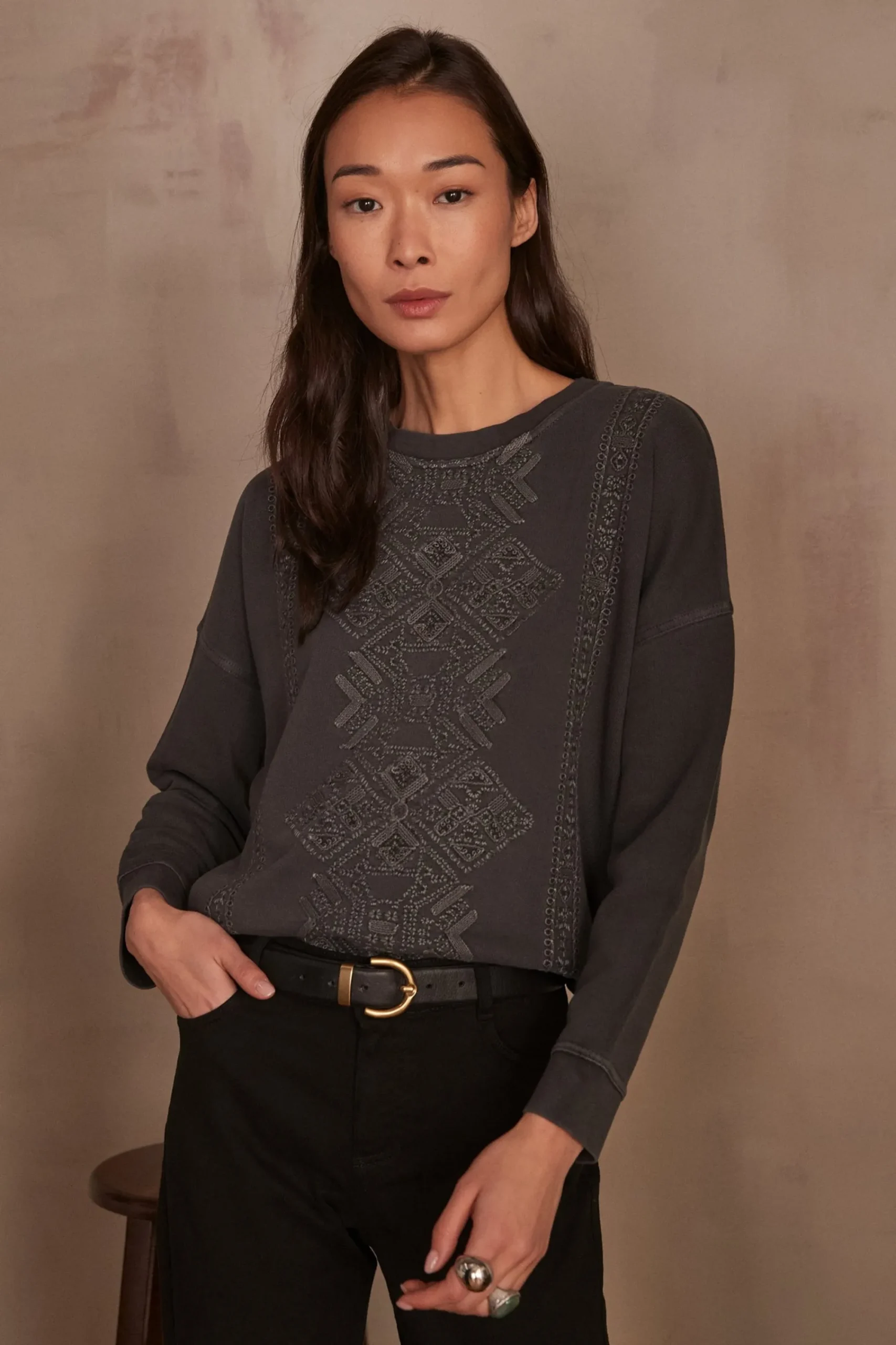 Maison 123 T-Shirts Col Rond|T-Shirts À Manches Longues>Sweatshirt ATLAS ANTHRACITE