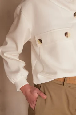 Maison 123 Voir Tout|T-Shirts À Manches Longues>Sweat-shirt CADIX CREME