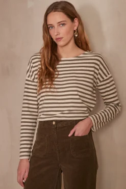 Maison 123 T-Shirts Col Rond|T-Shirts À Manches Longues>T-shirt DAISY KAKI