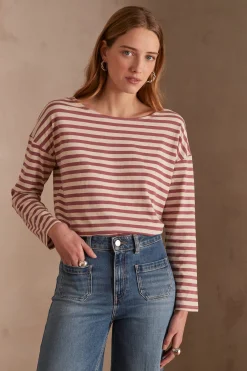 Maison 123 T-Shirts Col Rond|T-Shirts À Manches Longues>T-shirt DAISY ROSE FONCE