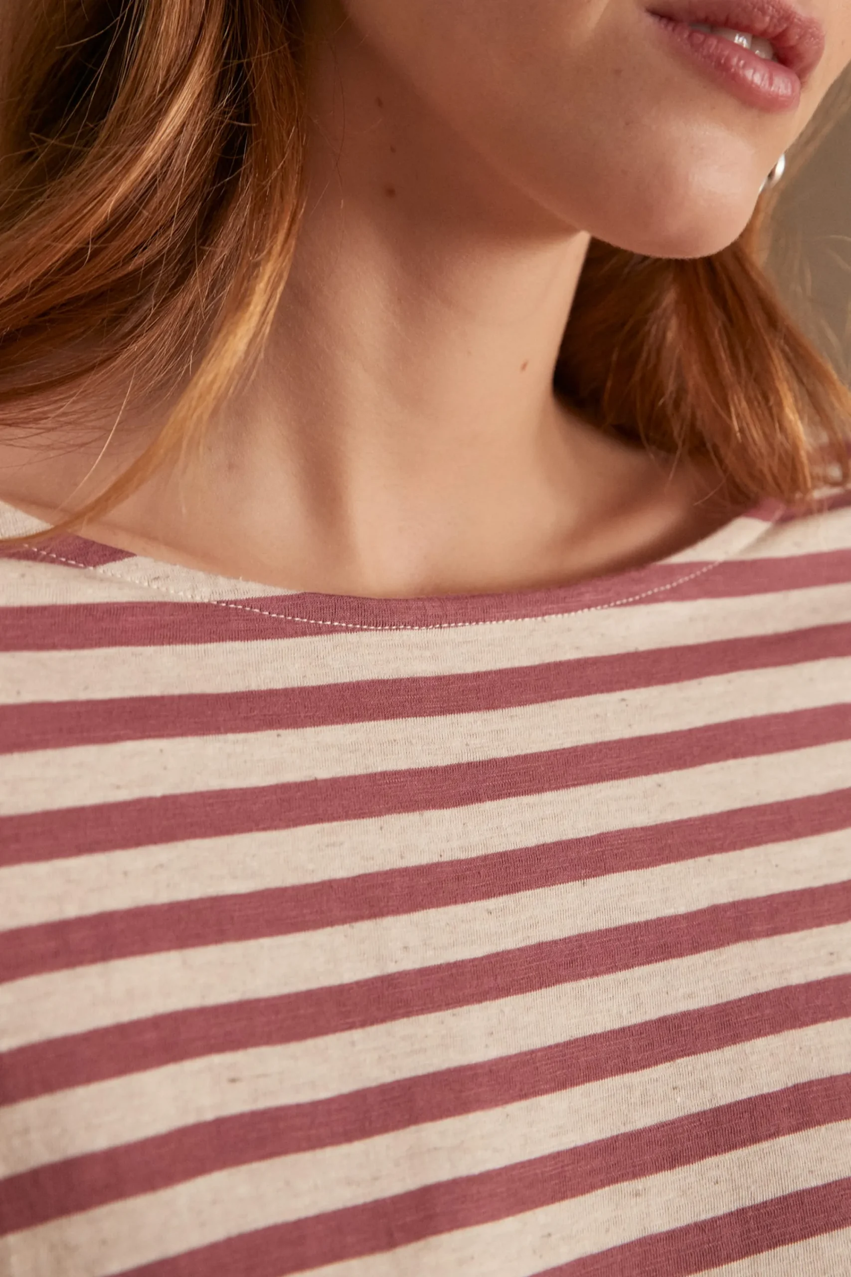 Maison 123 T-Shirts Col Rond|T-Shirts À Manches Longues>T-shirt DAISY ROSE FONCE