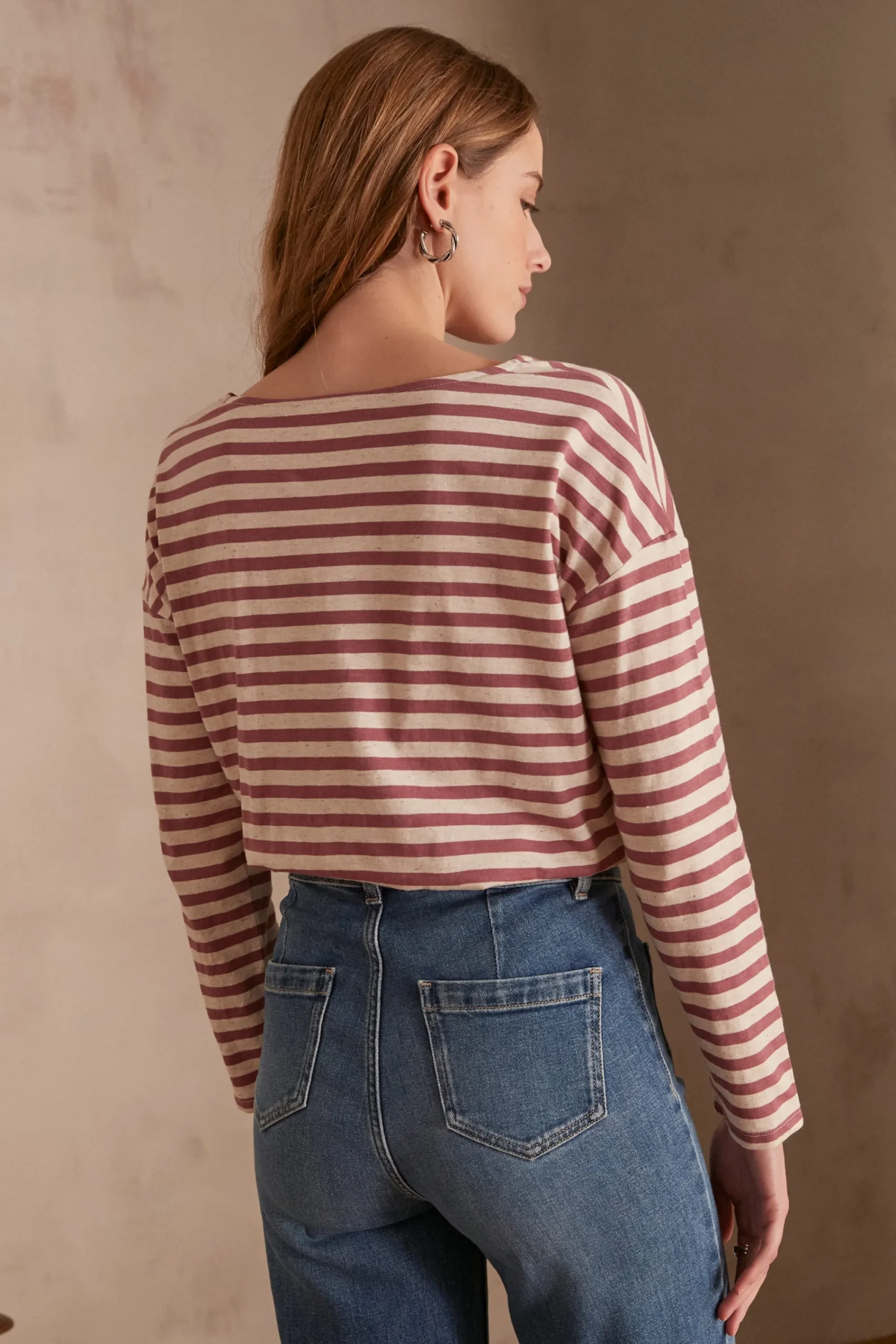 Maison 123 T-Shirts Col Rond|T-Shirts À Manches Longues>T-shirt DAISY ROSE FONCE