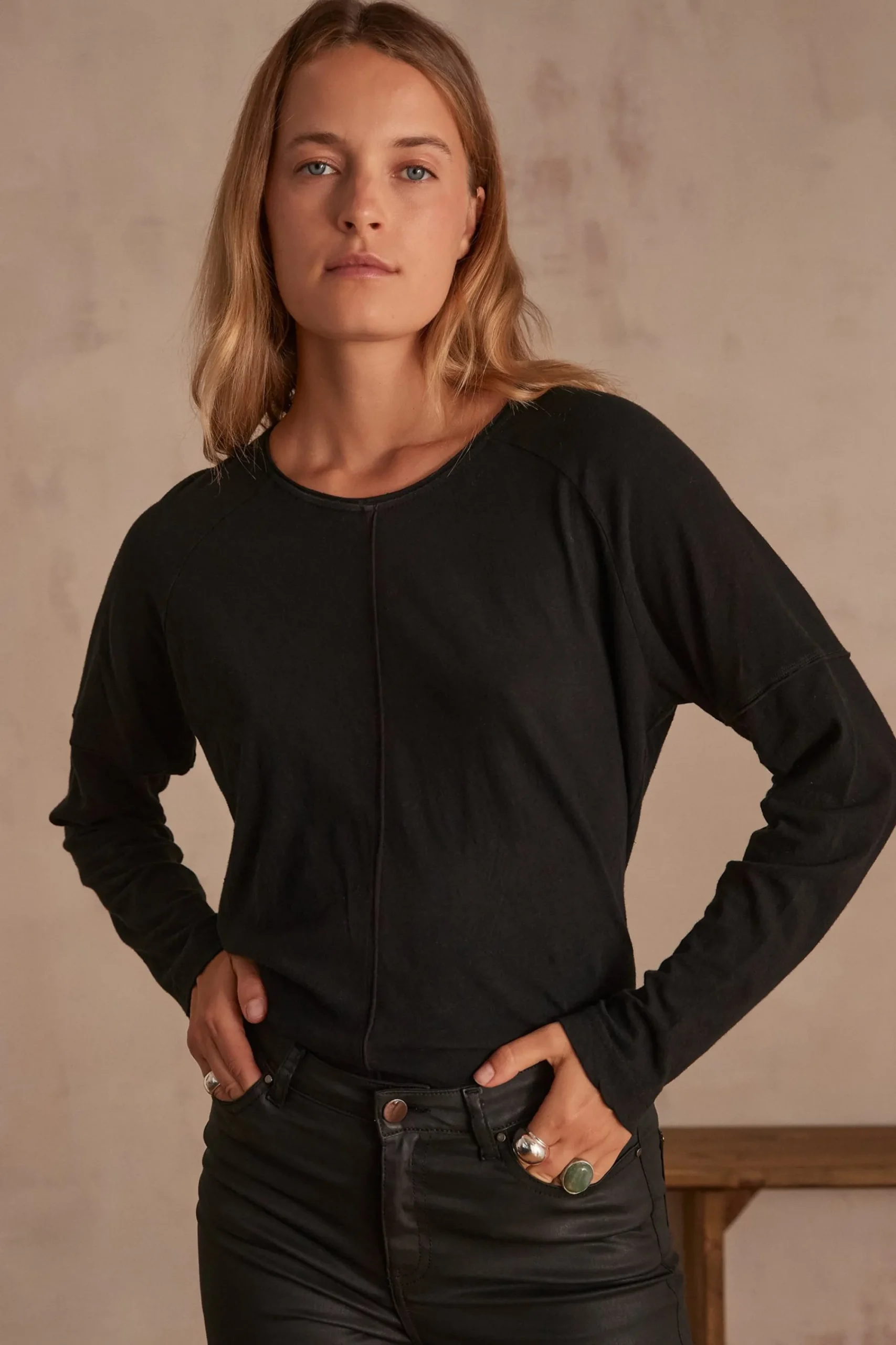 Maison 123 T-Shirts Col Rond|T-Shirts À Manches Longues>T-shirt DAKOTA NOIR