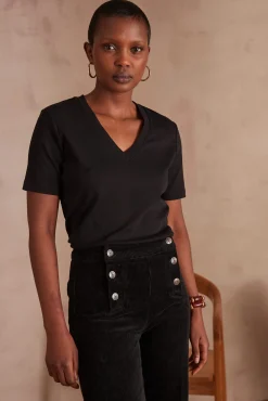 Maison 123 T-Shirts Col V|T-Shirts À Manches Courtes>T-shirt DANA NOIR