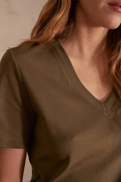 Maison 123 T-Shirts Col V|T-Shirts À Manches Courtes>T-shirt DANA VERT