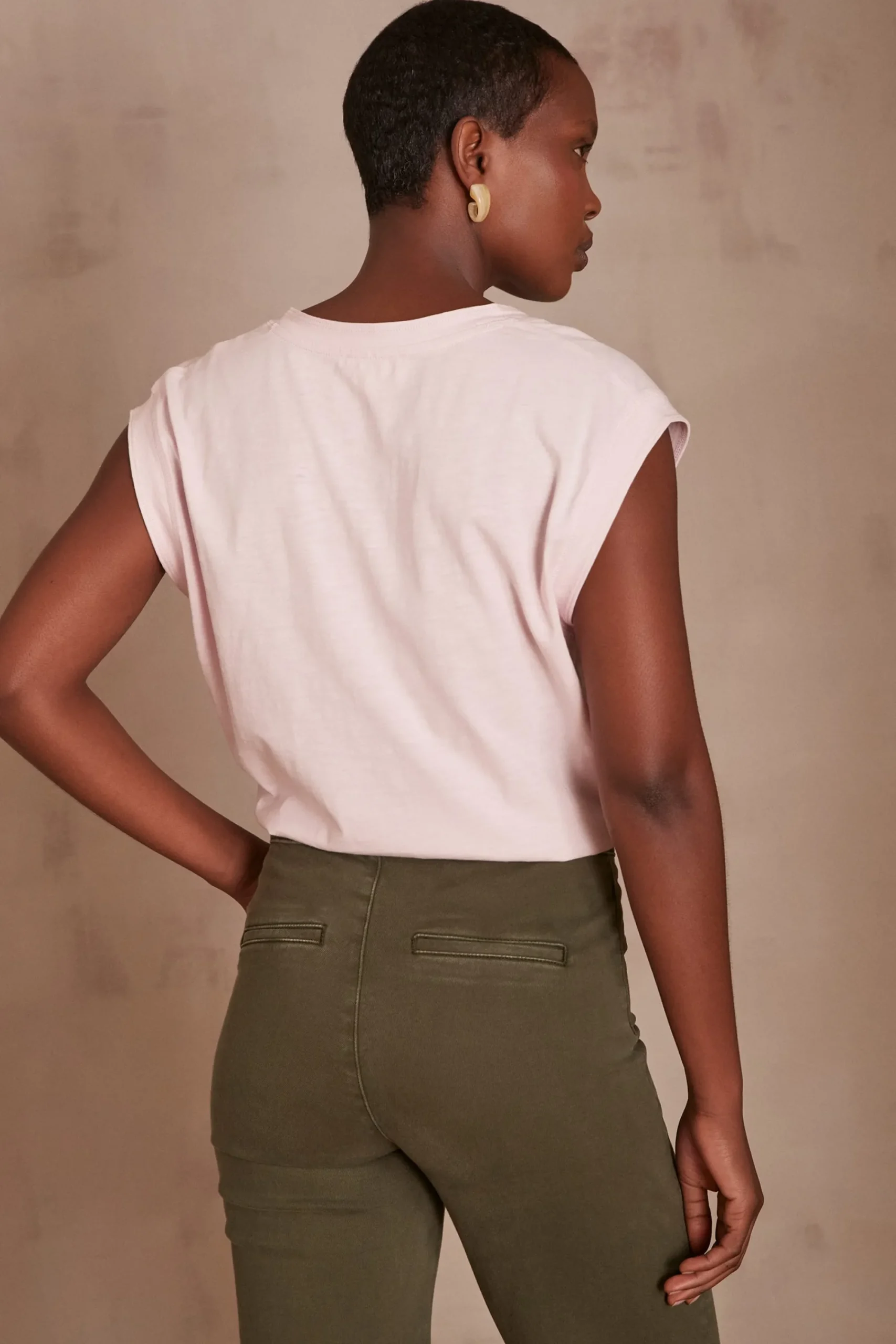 Maison 123 T-Shirts Col V>T-shirt DELYA MAUVE PALE