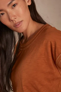 Maison 123 T-Shirts Col Rond|T-Shirts À Manches Courtes>T-shirt TINA CARAMEL