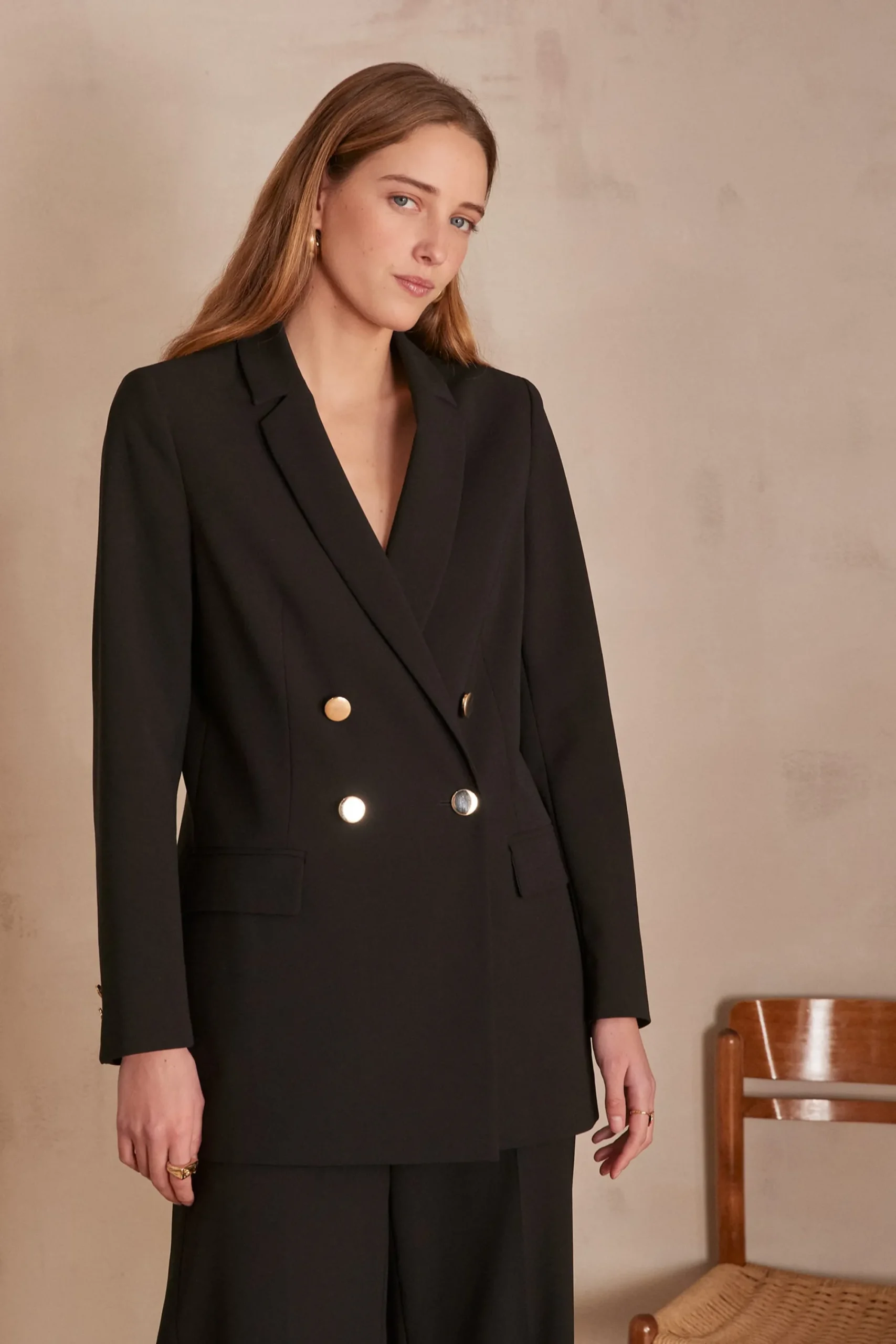 Maison 123 Blazers|Vestes Noires>Veste de tailleur FLORINE Produit labellisé We Care mettant en avant l'utilisation de matières plus responsables et la valorisation de la production locale NOIR