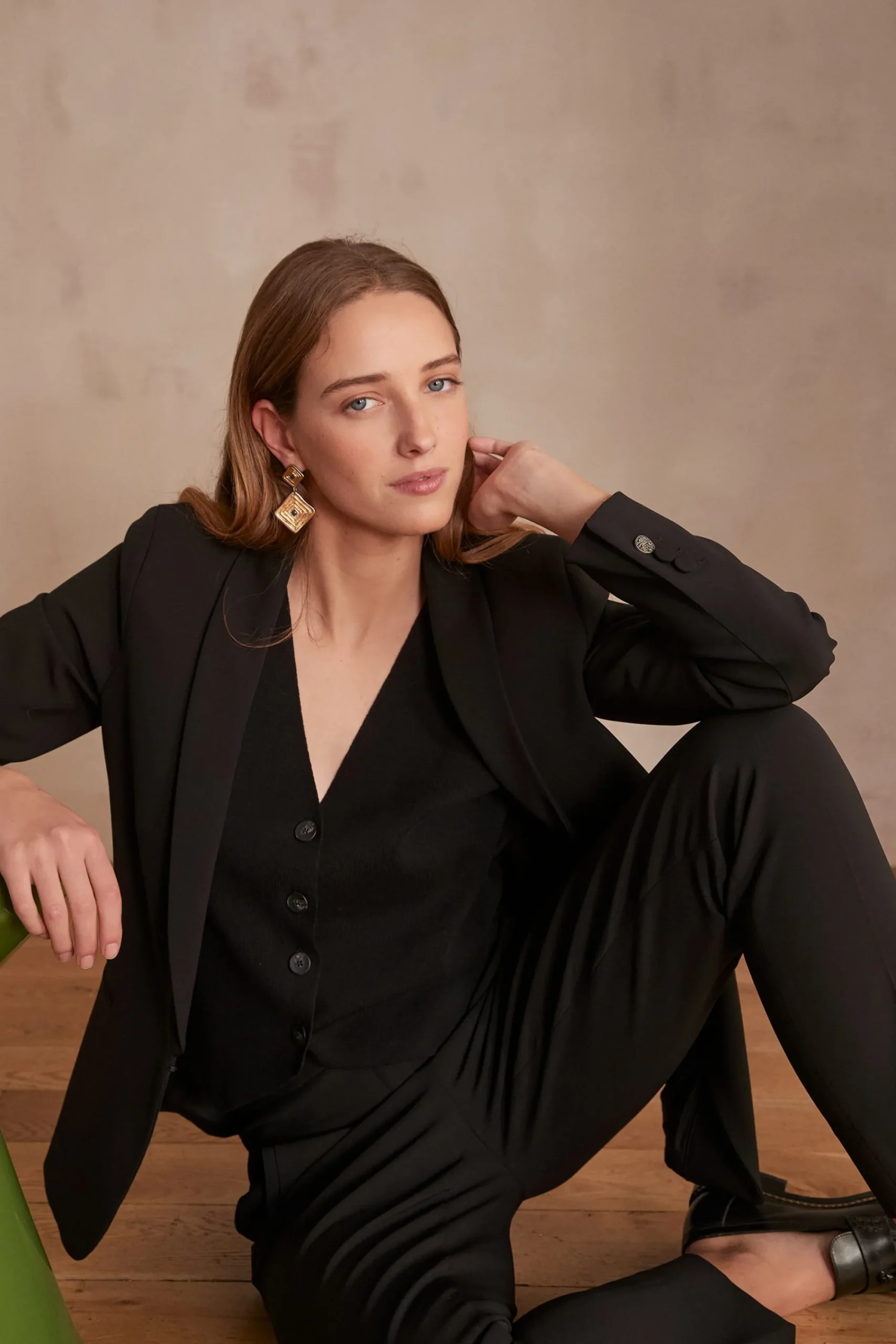 Maison 123 Blazers|Vestes Noires>Veste de tailleur REINE Produit labellisé We Care mettant en avant l'utilisation de matières plus responsables et la valorisation de la production locale NOIR