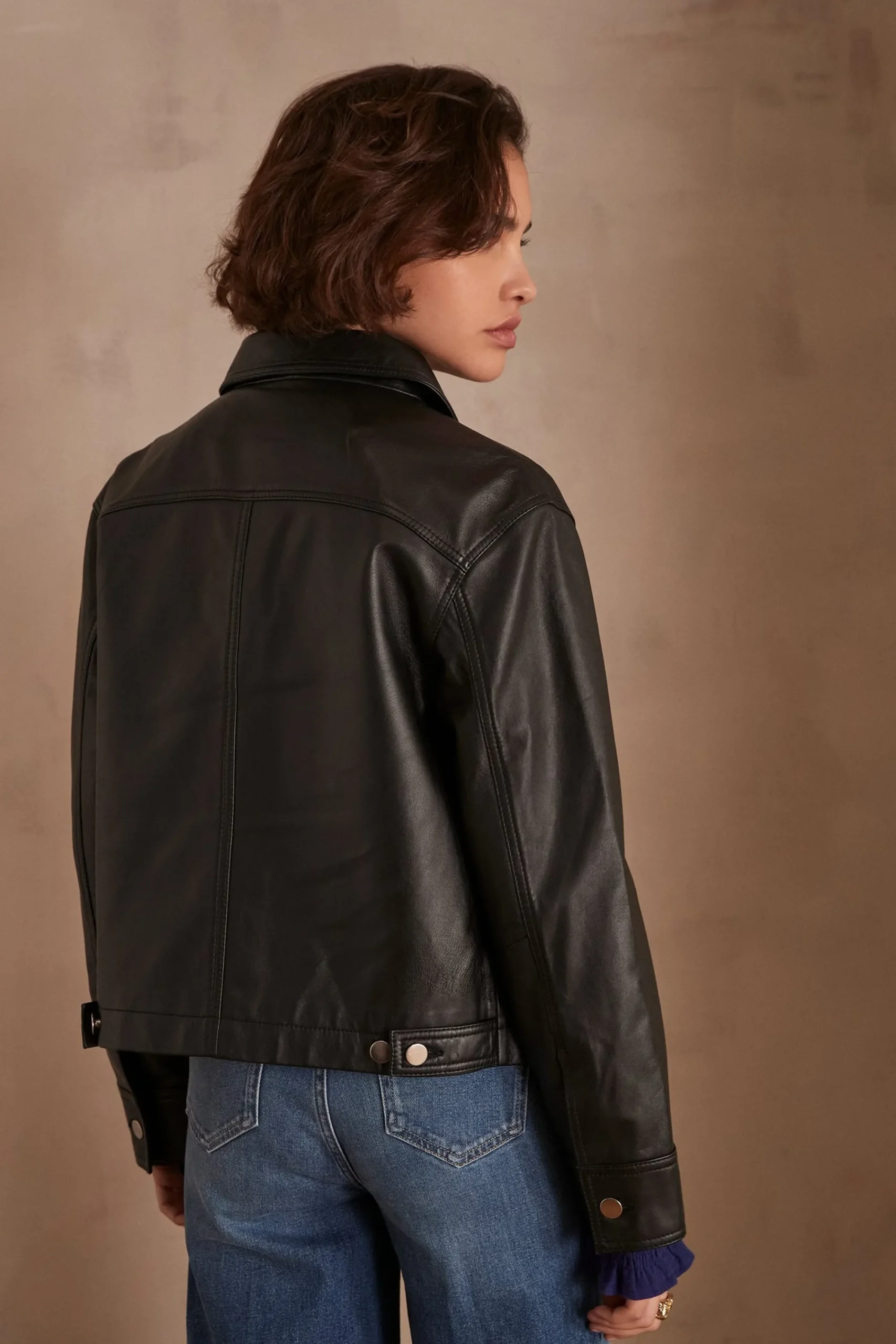 Maison 123 Manteaux Et Blousons En Cuir|Vestes Et Blousons En Cuir>Veste en cuir CARLA NOIR