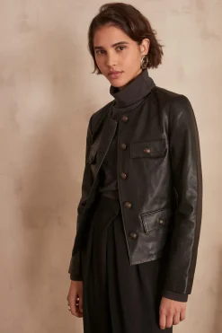 Maison 123 Manteaux Et Blousons En Cuir|Vestes Et Blousons En Cuir>Veste en cuir CHARLOTTE NOIR