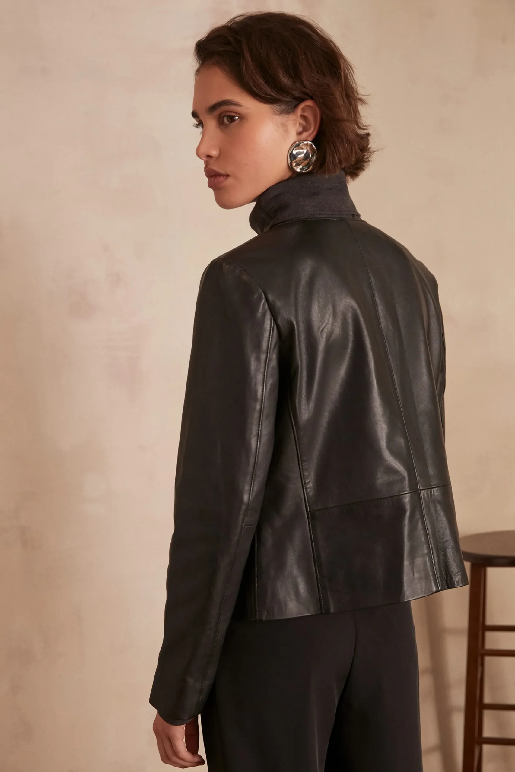 Maison 123 Manteaux Et Blousons En Cuir|Vestes Et Blousons En Cuir>Veste en cuir CHARLOTTE NOIR