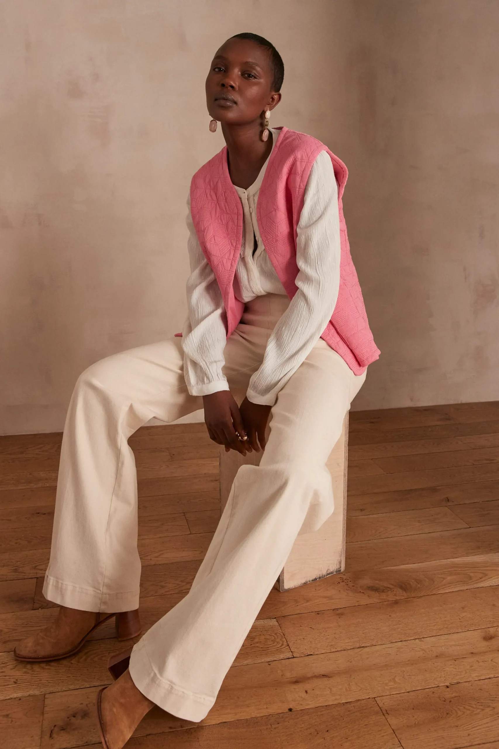 Maison 123 Vestes Sans Manches|Vestes Matelassées>Veste sans manches matelassée BAMBI BIS ROSE PALE